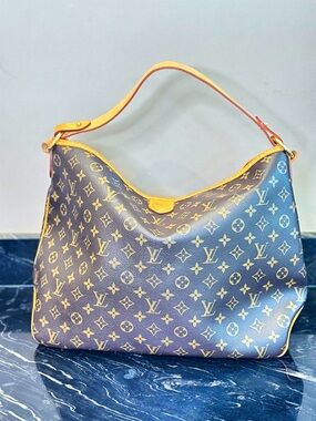 Louis Vuitton Monogram Hobo Leather Bag in Brown and Tan